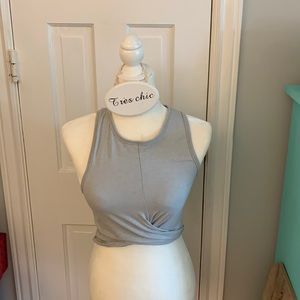 Yogalicious two tone front cross crop top